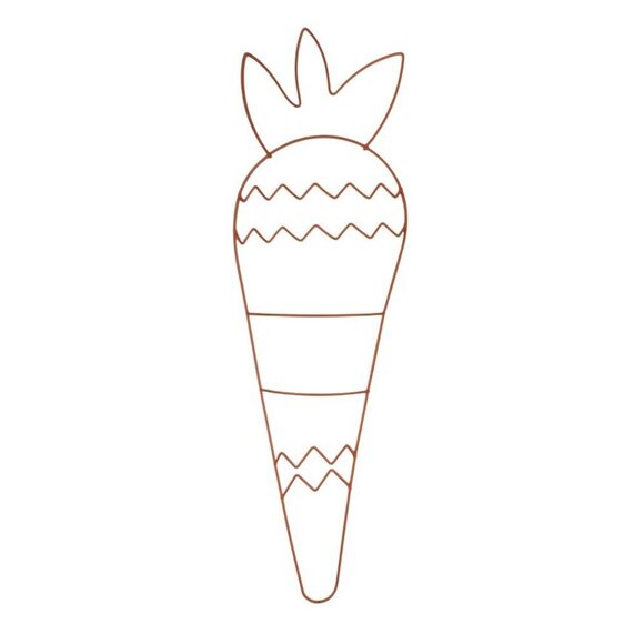 Orange Metal Carrot-Shaped Wire Wreath Frame Wall Decor With Zigzag Pattern - Picture 8 of 9